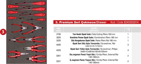 Takım Dolabı Premium Serisi Çekmece 3 | 8245003014 |  (T200025)