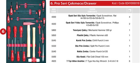 Takım Dolabı Pro Serisi Çekmece 6 | 8241006018 |  (T200019)